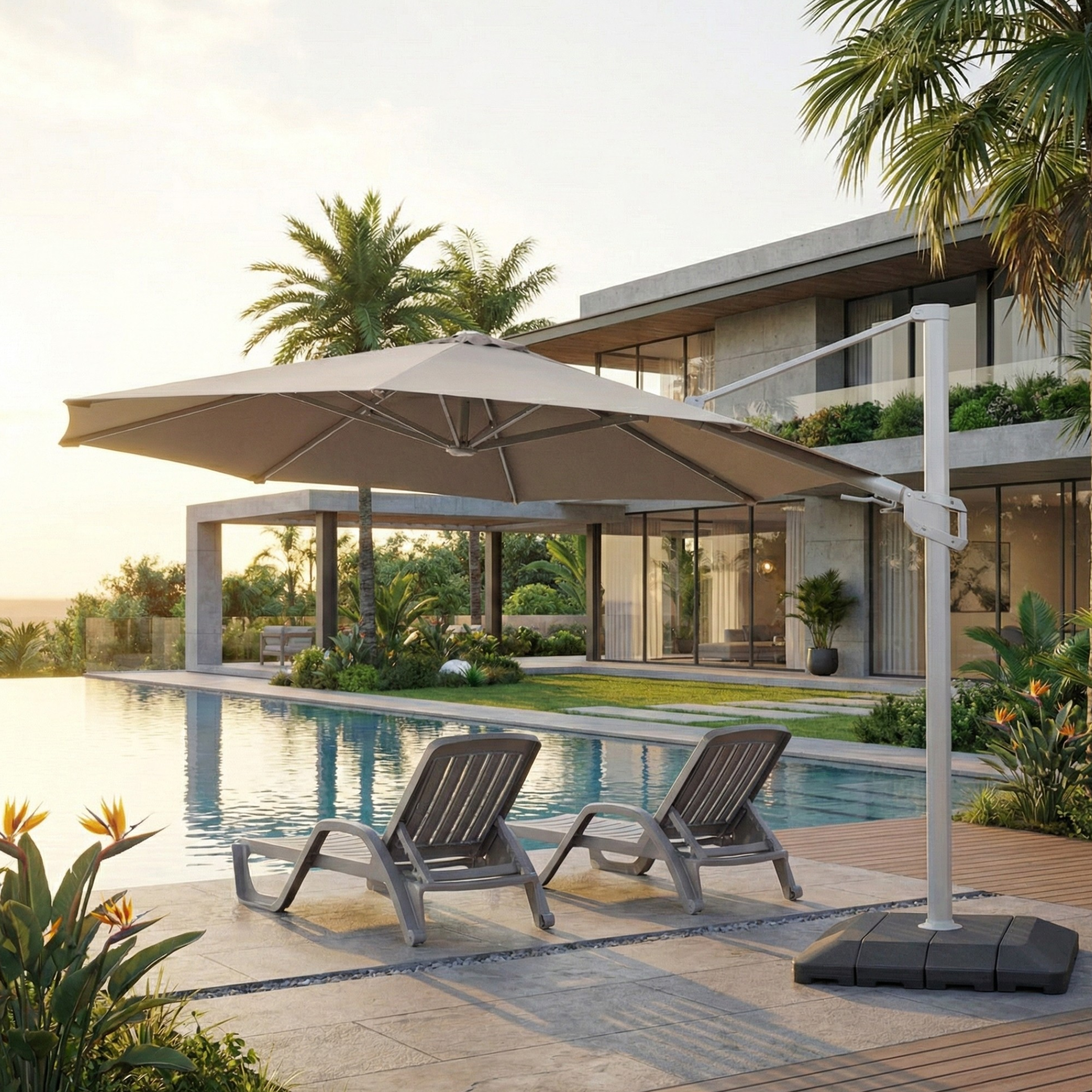 cantilever patio umbrella roma Roma-Deluxe grey | Ferrocom so you wont feel stuffy even on hot days Roma Deluxe Cantilever Umbrella -