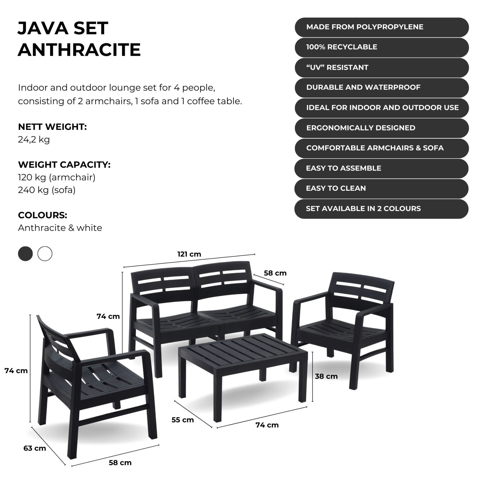 Java 4 Piece Patio Set - Casa Calore