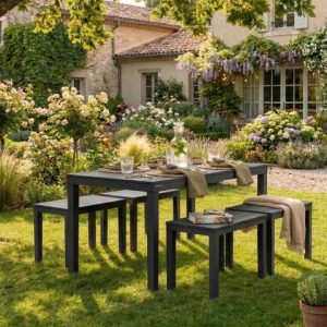 Samoa 5 Piece Patio / Outdoor Table and Bench Set