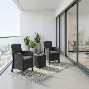Lido Terrace 3 Piece Rattan Patio / Balcony Set