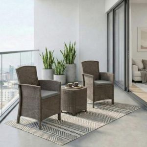 Lido Terrace 3 Piece Rattan Patio / Balcony Set